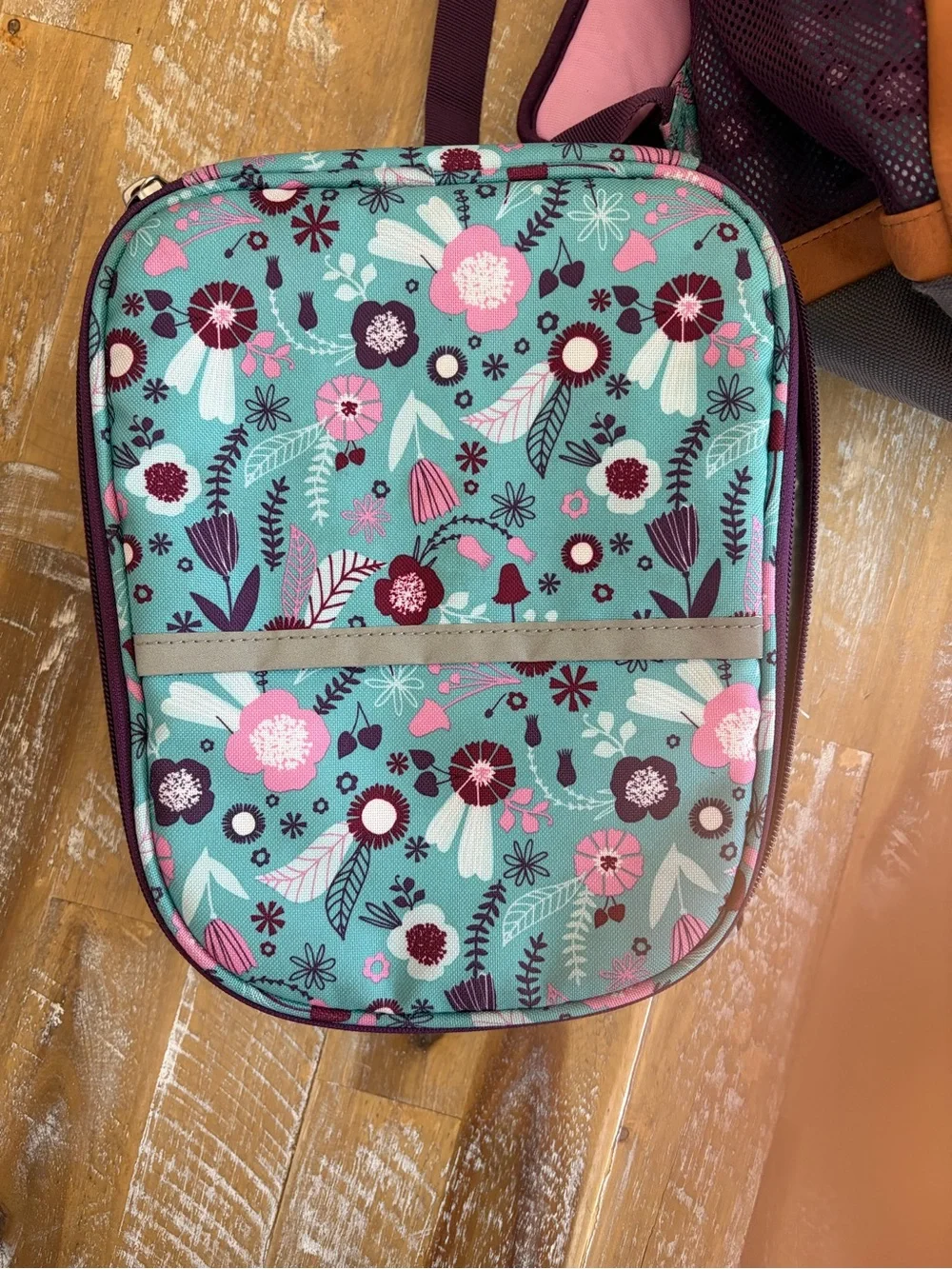 Garnet Hill Teal Floral Kids Backpack and lunchbox